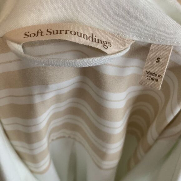 Soft Surroundings Fontana White Linen Button Front Utility Shirtdress Sz S - Picture 8 of 9